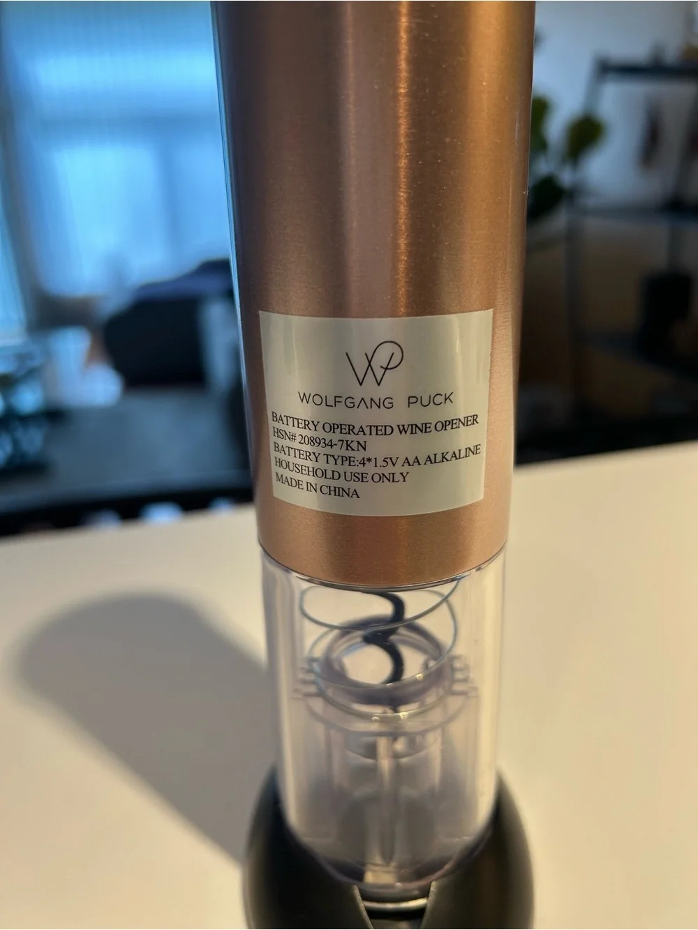 Wolfgang Puck Battery-Operated Wine Opener - Rose Gold - Batteries not included